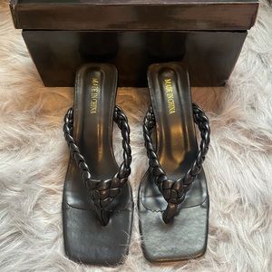 Braided Clear Heeled Thong Sandals